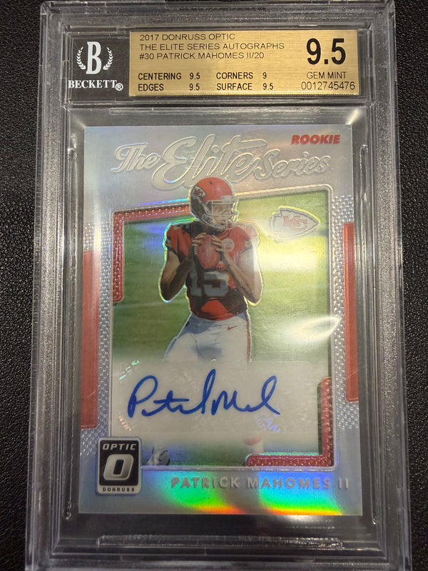2017 Donruss Optic Patrick Mahomes Rookie Auto BGS 9.5
